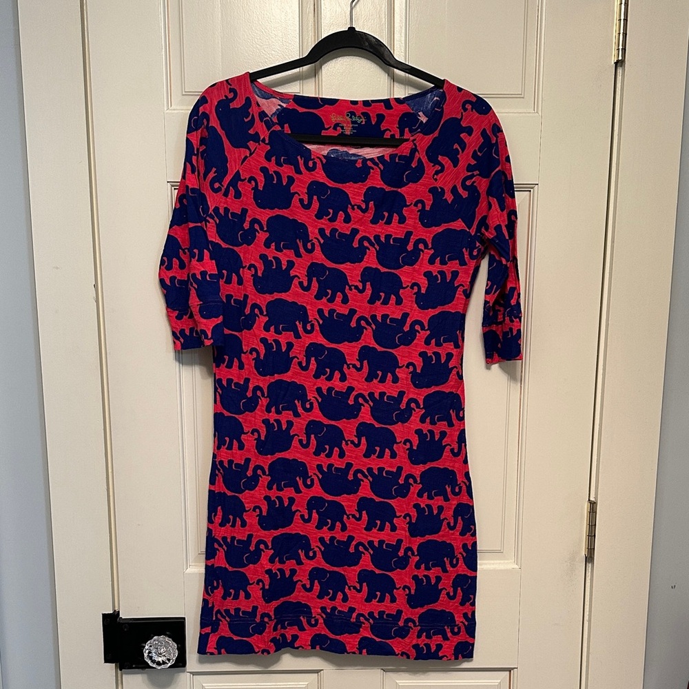 Lilly Pulitzer Pink and Blue Elephant Dress